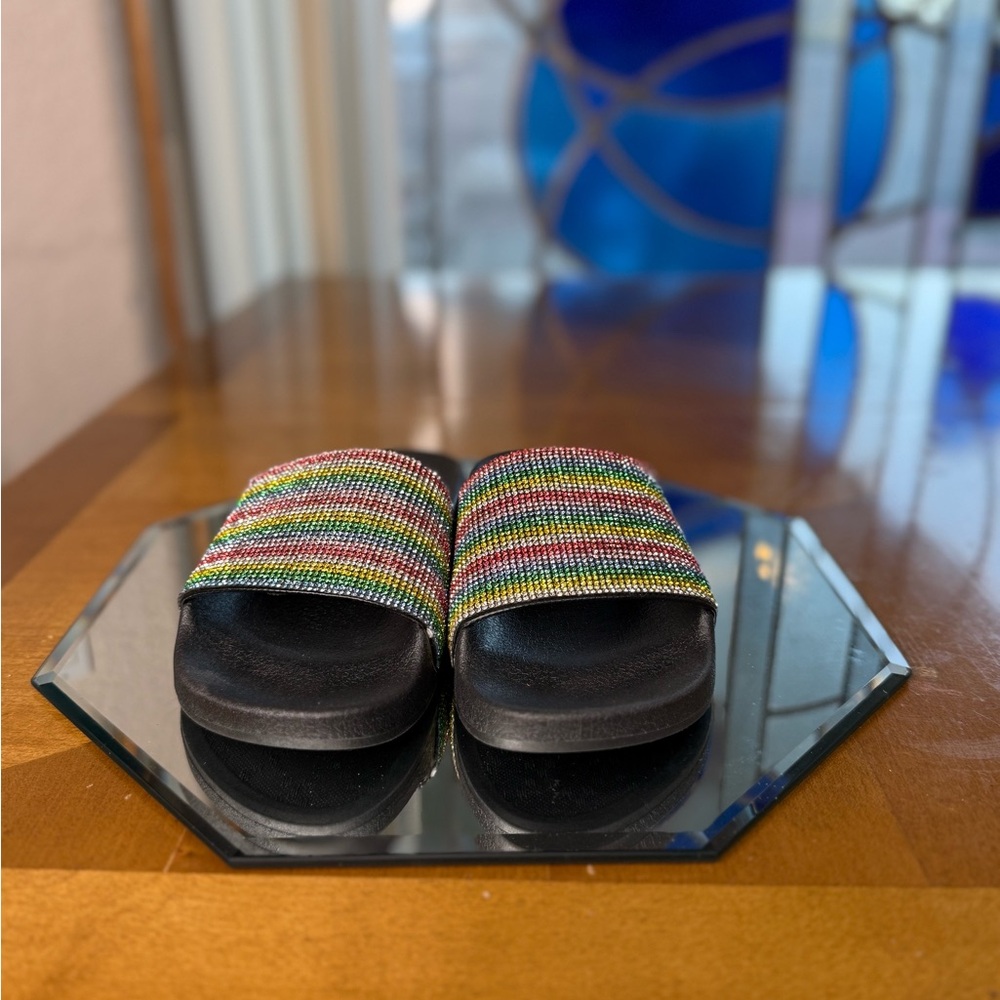 Brand: Madden Girl / Style: Fancy Slides / Color: Rainbow / Size: 5M